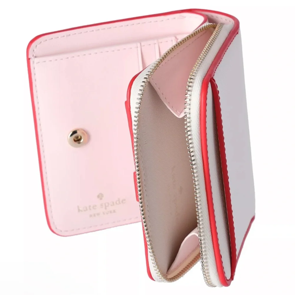 Kate Spade 3D Strawberry Dreams Small Zip Around Bifold Wallet Cream Multi